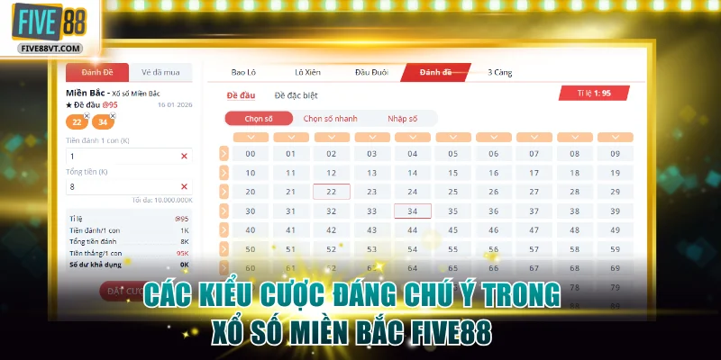 Các kiểu cược đáng chú ý trong xổ số miền bắc Five88