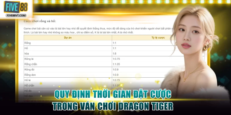 Quy định thời gian đặt cược trong ván chơi Dragon Tiger